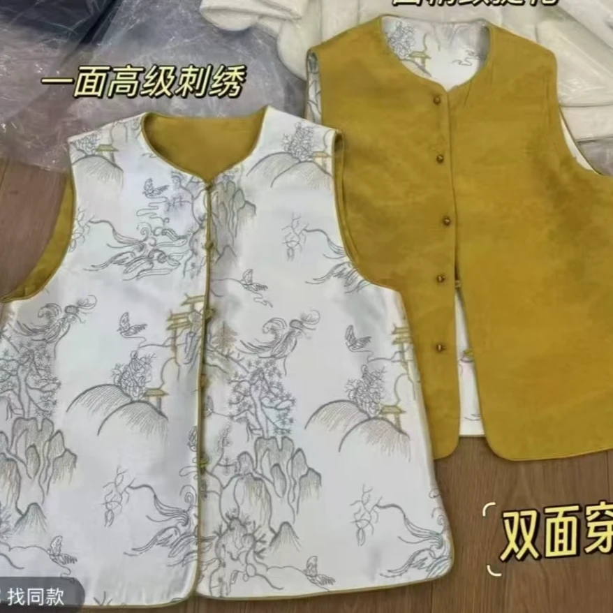 菲扬女装---新中式国风双面穿马夹009款