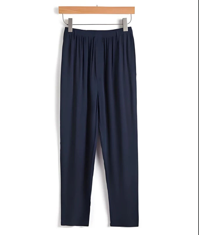 桑蚕丝九分长裤休闲裤薄款时尚百搭夏季直筒外裤