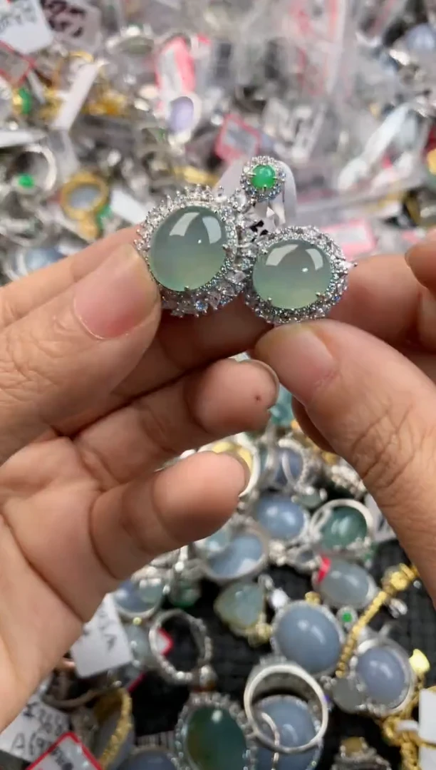 银S925镶嵌戒指翡翠4444-----9