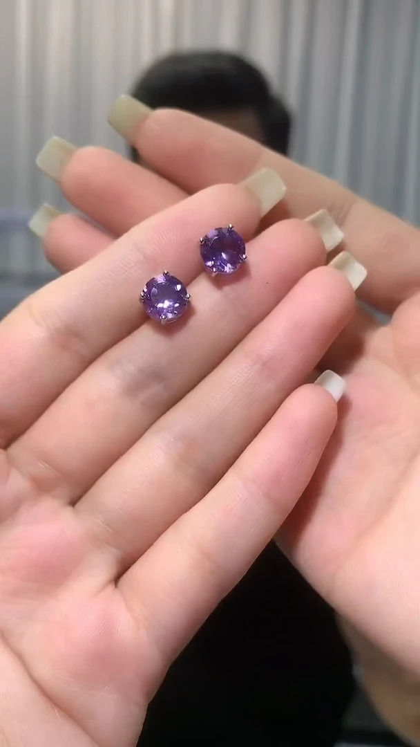 银S925镶嵌耳饰紫晶【宝石世家严选】