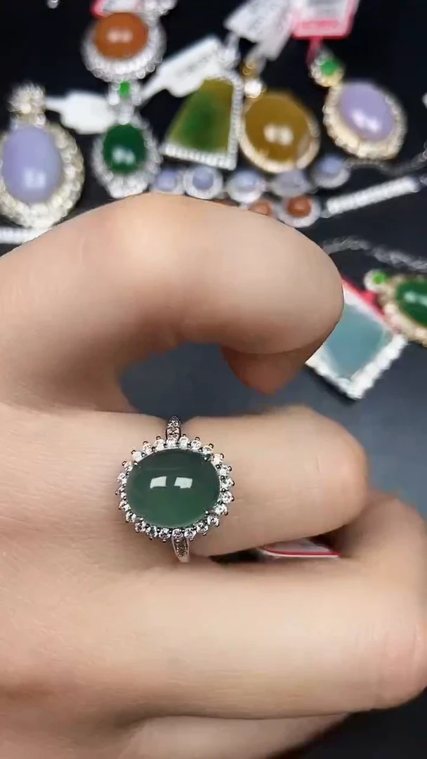 银S925镶嵌戒指翡翠1280