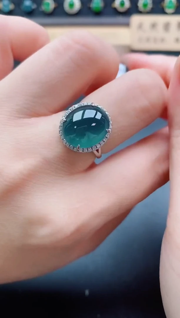 银S925镶嵌戒指翡翠1