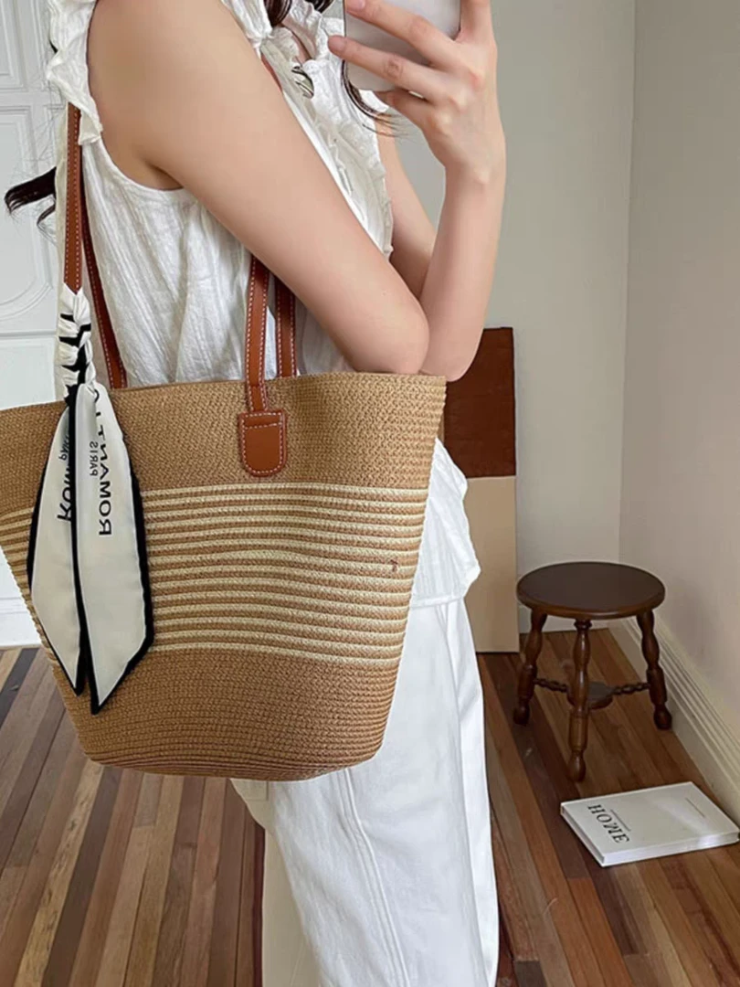 编织草编包包大容量女士单肩托特包百搭沙滩通勤夏季网红海边新款