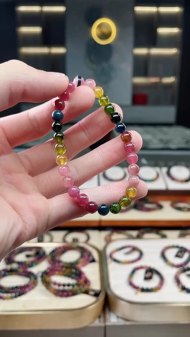 未镶嵌透体老矿碧玺单圈手串6mm+碧玺多样性发一条xion