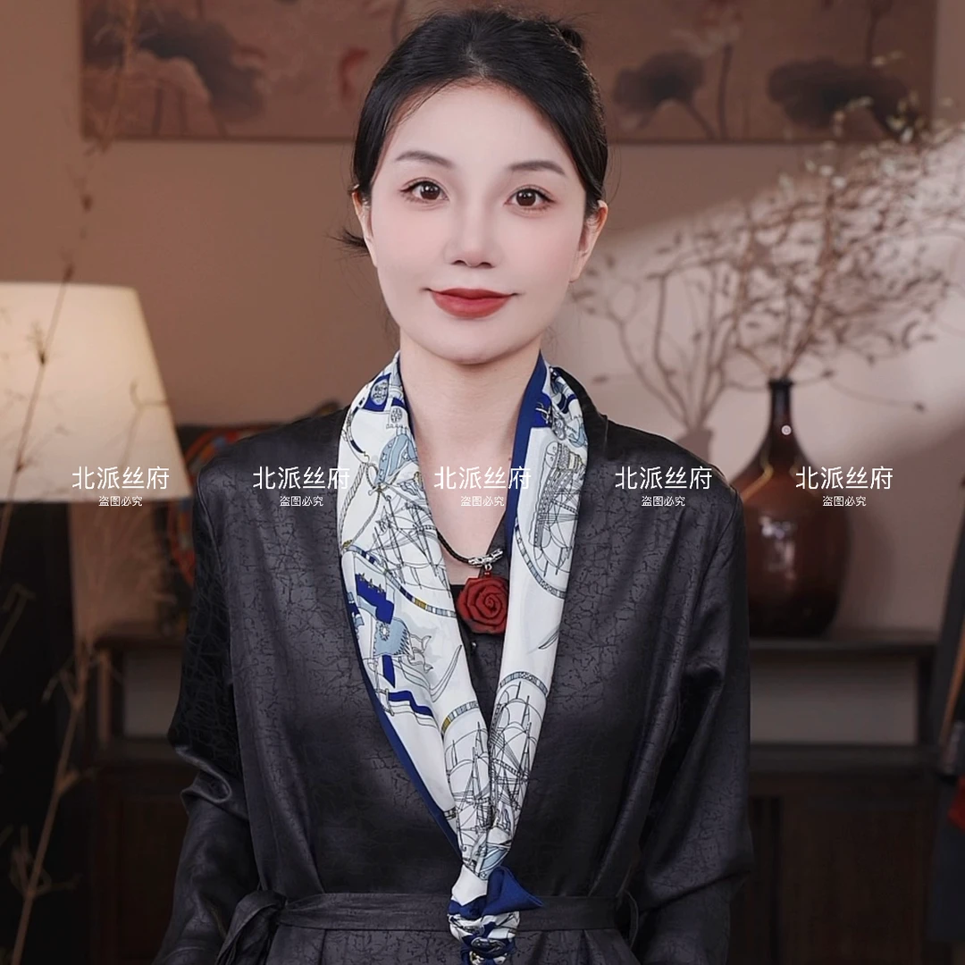 【海航链条】双面飘带长巾经典时尚气质搭配优雅小领巾夏季双面