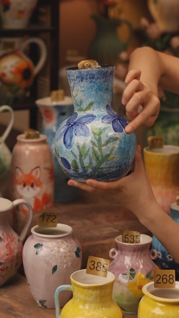 陶瓷431景德镇设计师手作花器摆件侘寂风