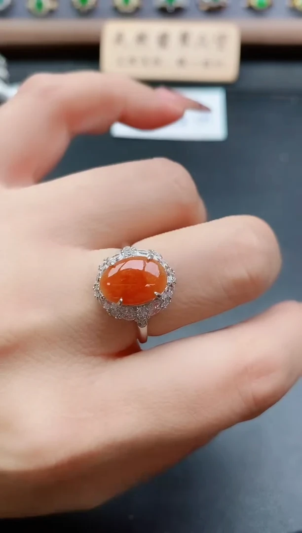 银S925镶嵌戒指翡翠1