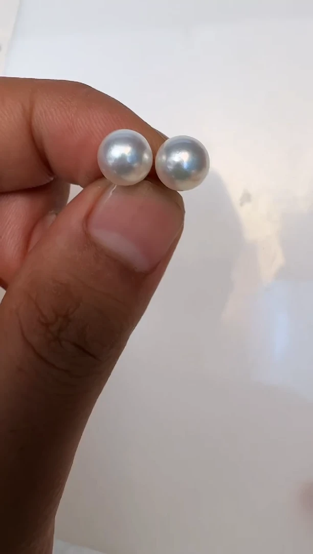 银S925镶嵌海水珍珠耳饰耳钉