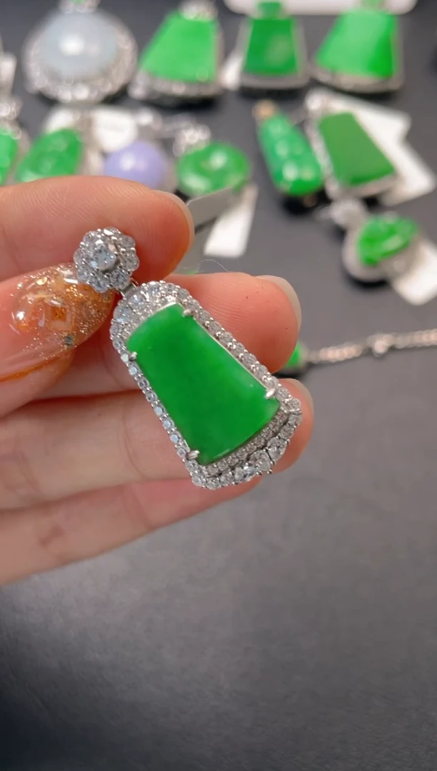 吊坠(不含链)银S925镶嵌翡翠妍****斑吊坠