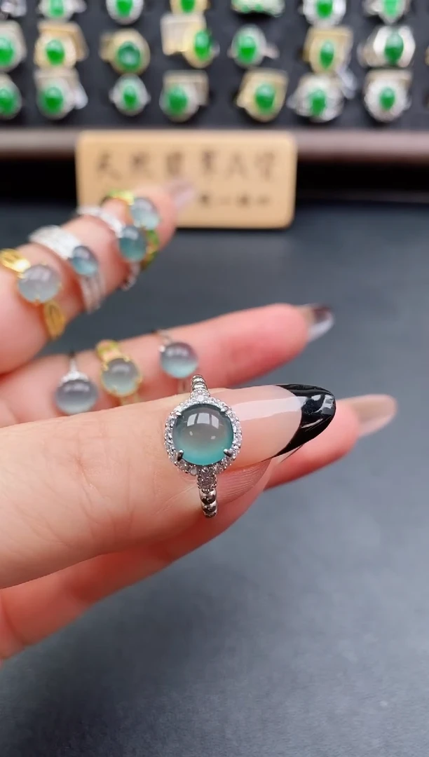 银S925镶嵌戒指翡翠1