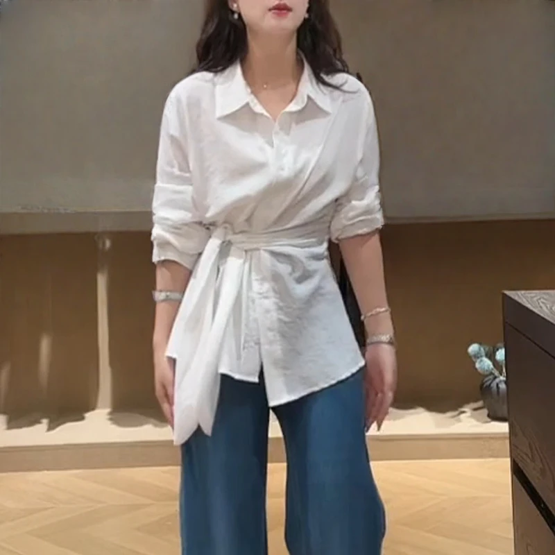 2025年早秋新款韩系时尚休闲百搭显瘦修身衬衫女洋气设计感上衣潮