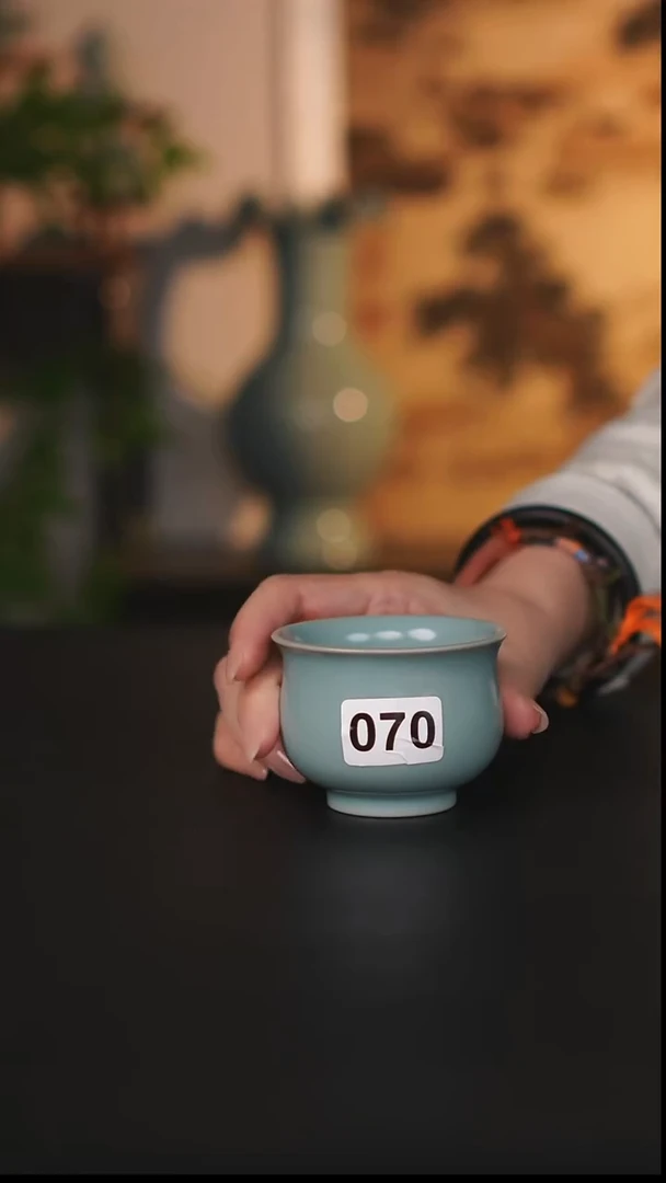杯子瓷天熙汝瓷仿古釉玉兰杯微瑕070