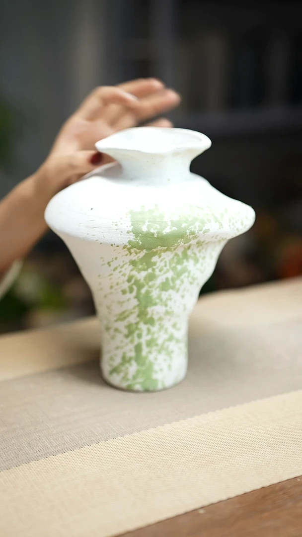 花器陶瓷花瓶绿云漫影06