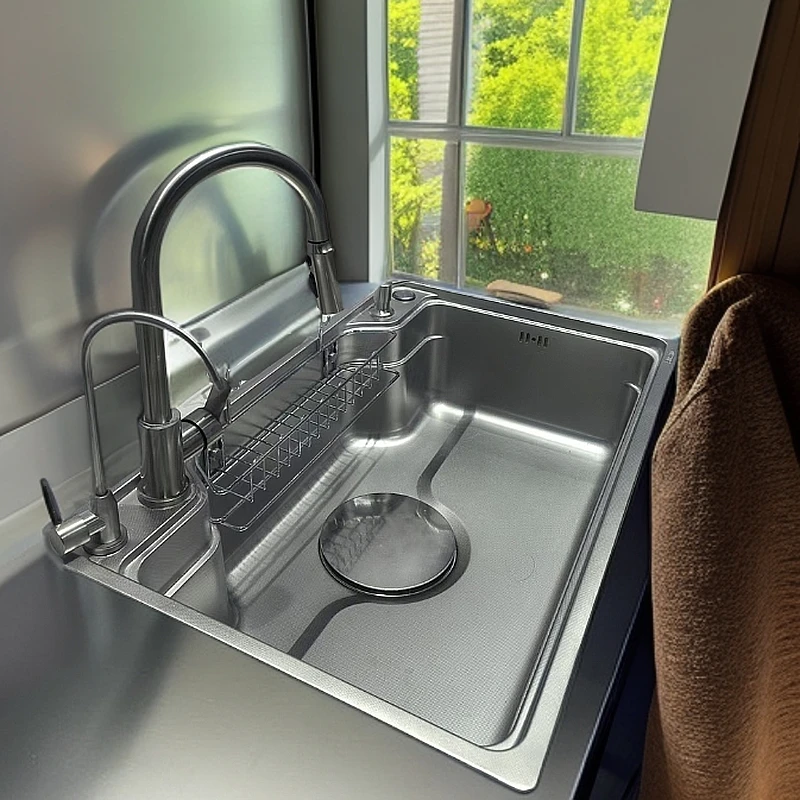 【SUS304韩式大单槽】不锈钢微雕小米粒厨房水槽大单槽水池洗菜盆台