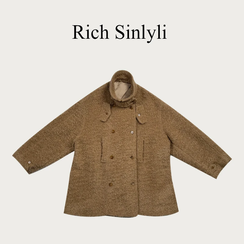 Rich Sinlyli法式气质冬季新款气质复古立领外套氛围感毛呢外套