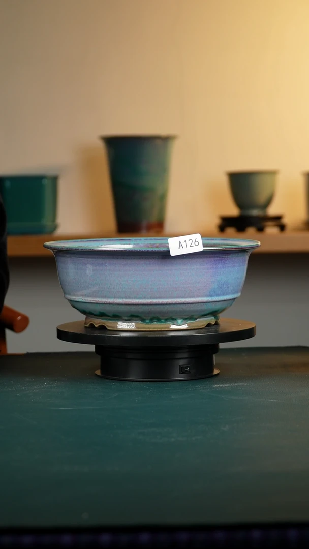 126纯手工窑变花盆高10/8.5口径26/22