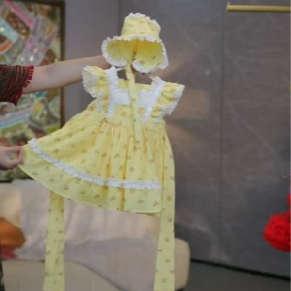 2025原创新款黄色宝宝穿搭公主裙女童吊带连衣裙