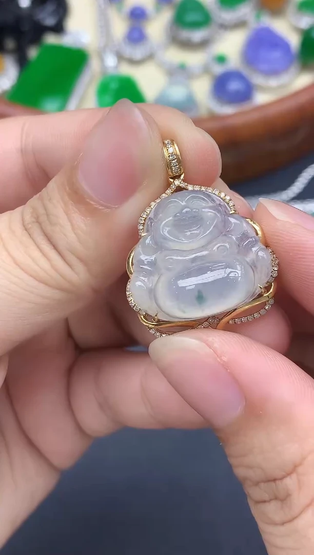 颈饰18K金镶嵌翡翠479-中国好珍宝