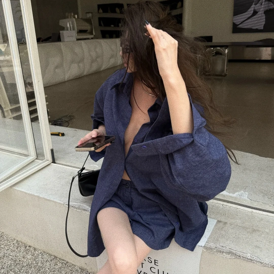 2025夏季新款时尚套装气质显瘦洋气休闲百搭性感辣妹衬衫短裤套装