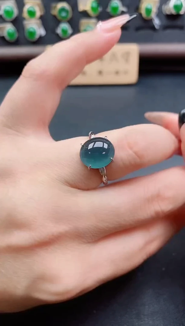 银S925镶嵌戒指翡翠1