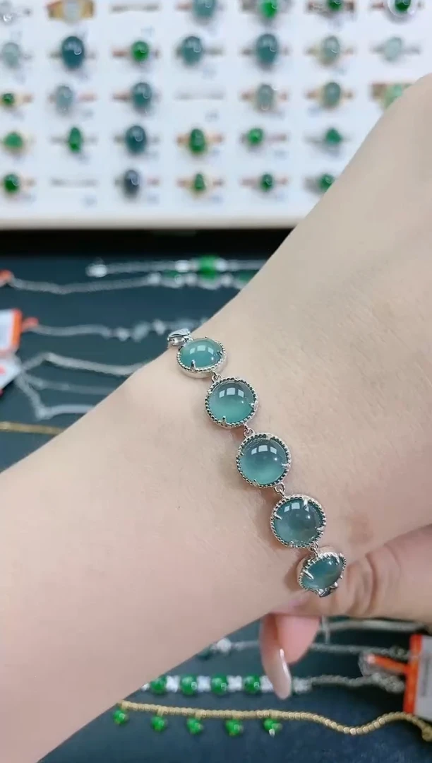 银S925镶嵌手链翡翠天然翡翠