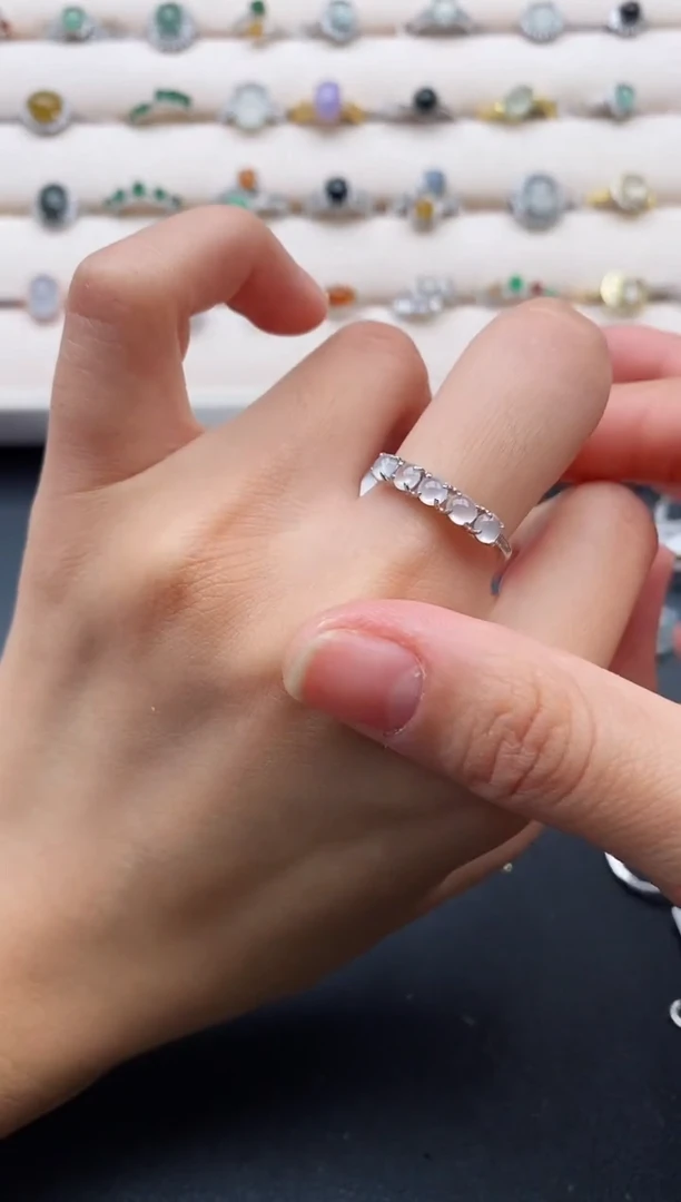 银S925镶嵌戒指翡翠222222+9