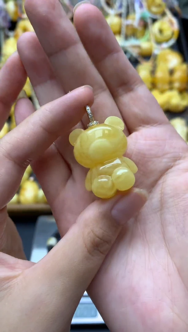 银S925镶嵌琥珀珠宝奇石131琥珀蜜蜡微瑕