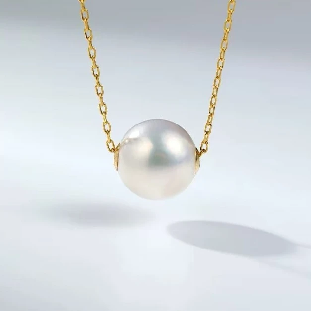 欣【路路通】10-11mm 吊坠18k金 链子合金淡水珍珠吊坠 XL80328SY