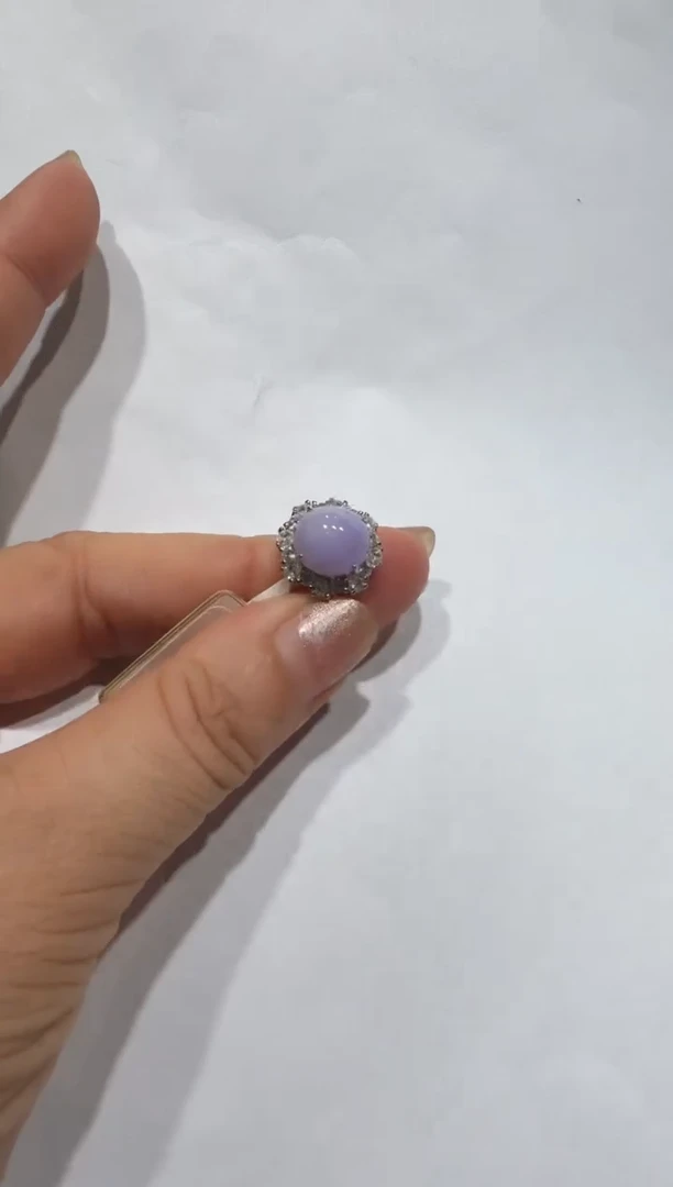 银S925镶嵌戒指翡翠缅甸A货翡翠戒指