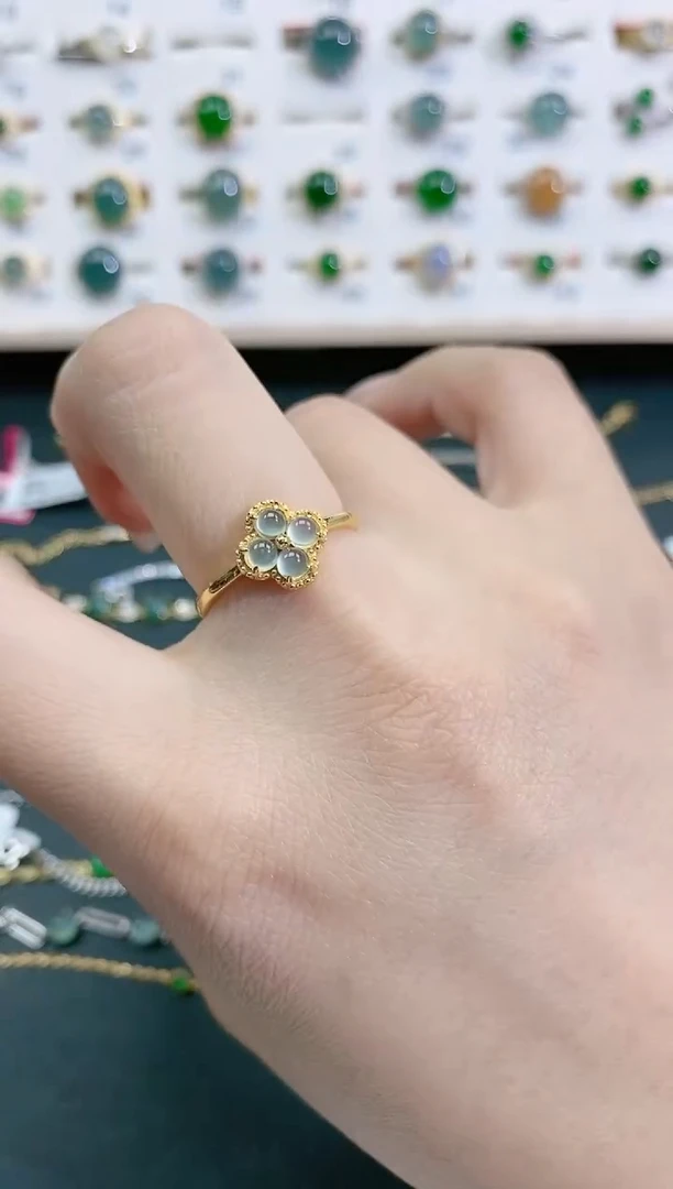 翡翠戒指银S925镶嵌天然翡翠