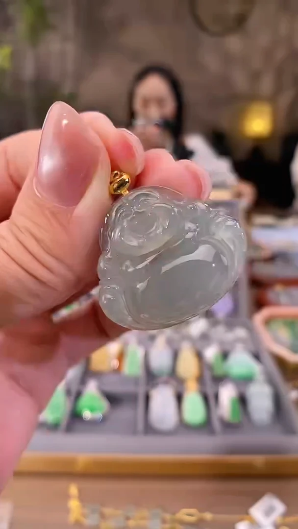 吊坠(不含链)18K金镶嵌翡翠佛公