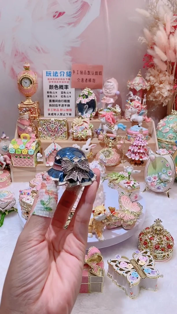 合金珐琅彩首饰盒摆件