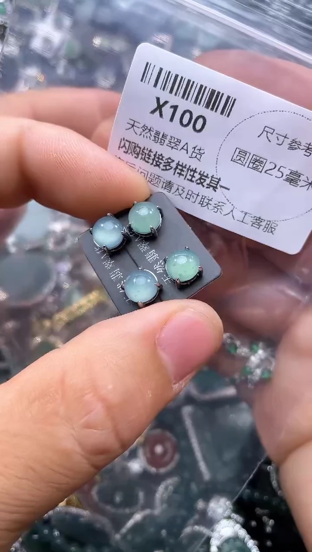 【闪购商品】翡翠颈饰未镶嵌X100耳钉 多样性发其一