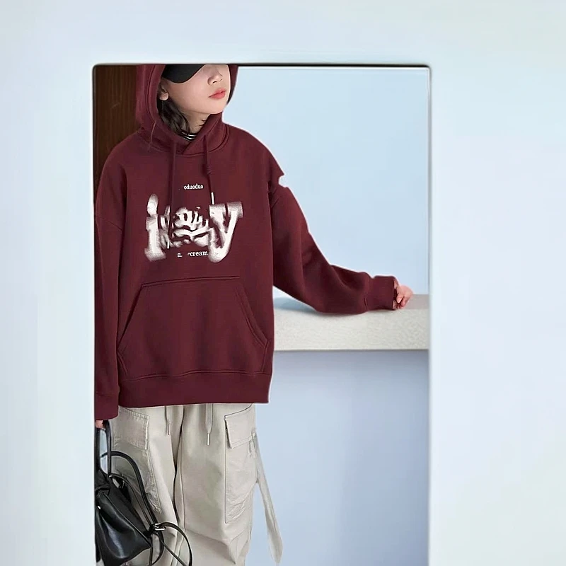 中大童潮童2024冬季新款牛63708休闲百搭宽松加绒卫衣韩版舒适