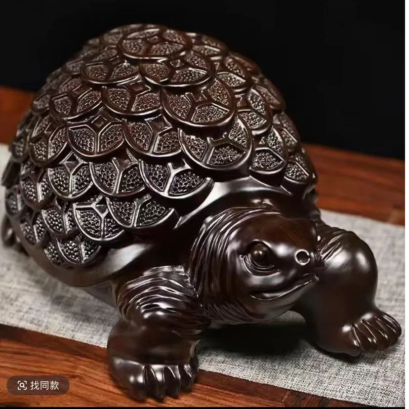 序艺红木 黑檀木金钱龟 8cm