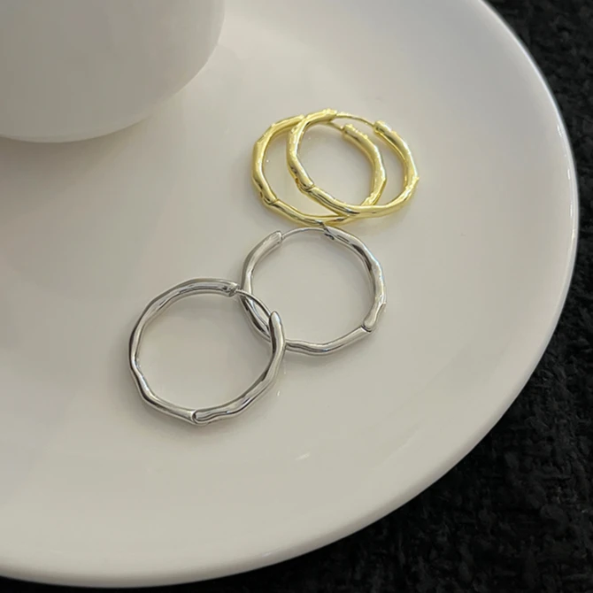 铜合金耳饰 B466简约冷淡风耳环女耳圈圆圈素圈秋冬气质网红耳扣