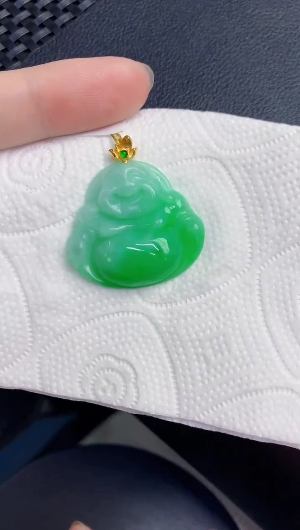 颈饰18K金镶嵌翡翠天然翡翠缅甸A货