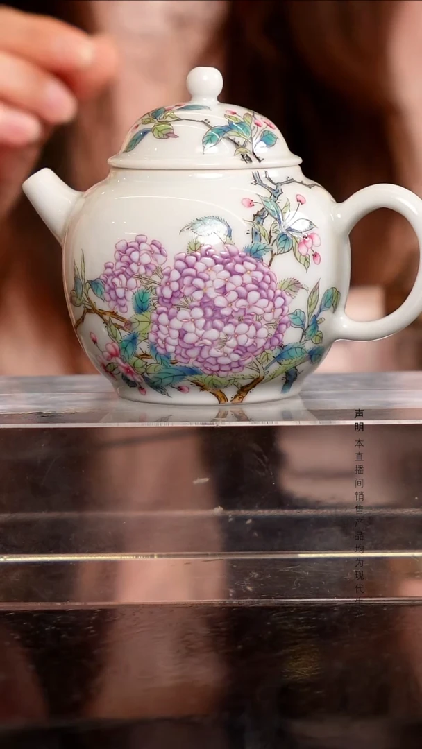 瓷片景德镇斌芬陶瓷严选/溢珍堂绣球花壶