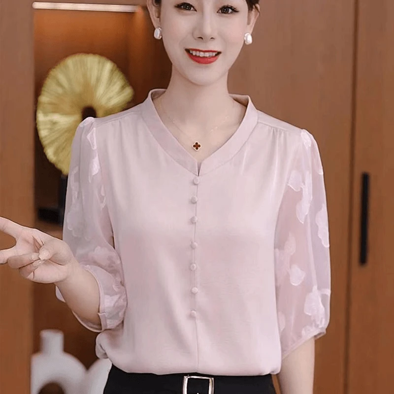 衬衫女2025夏季新款洋气时尚小衫百搭显瘦遮肚子气质减龄宽松上衣