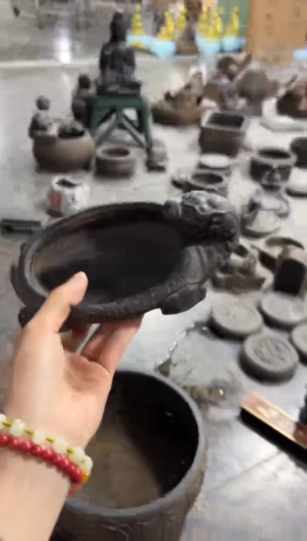 陶土小龙龟盆火山泥