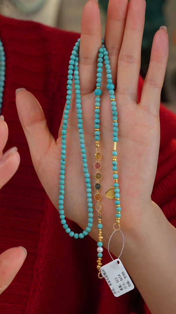 【闪购商品】绿松石项链银S925镀金镶嵌多样性发货