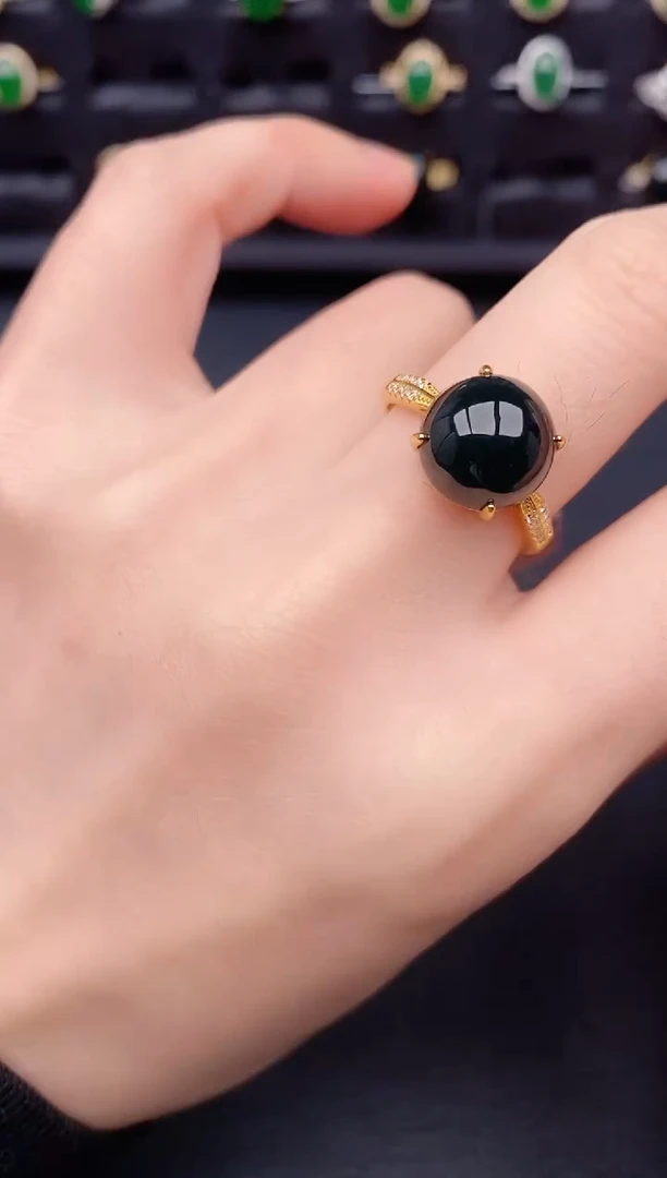 银S925镶嵌戒指翡翠天然a货翡翠114