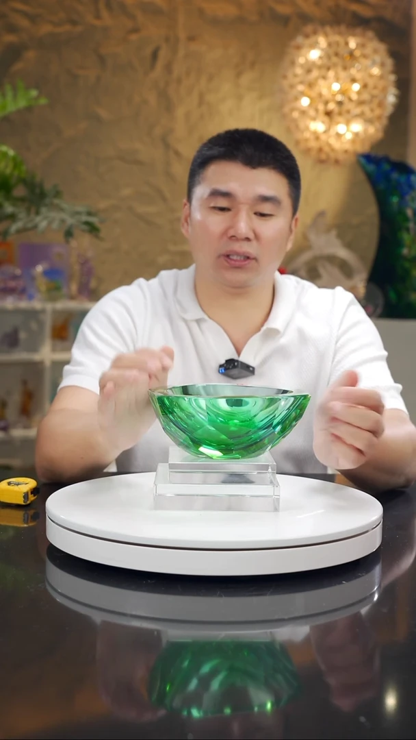 手工艺品琉璃福利蓝绿三角切面果碗62号