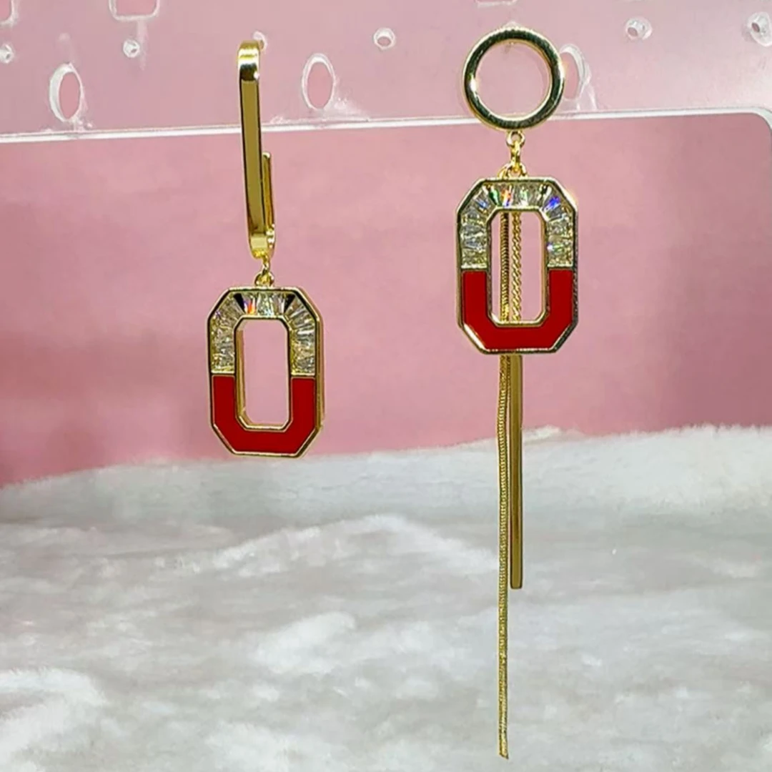 铜合金锆石耳饰 130号）925银不对称吊坠气质女神精致时尚百搭设计