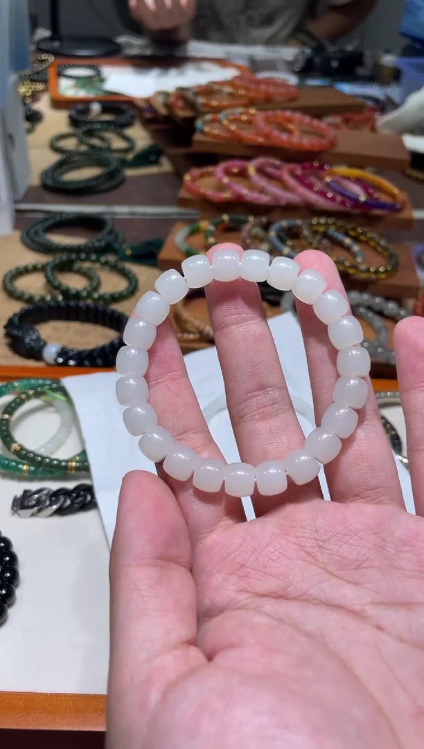 未镶嵌手串和田玉9mm直切于阗和田玉白玉手串