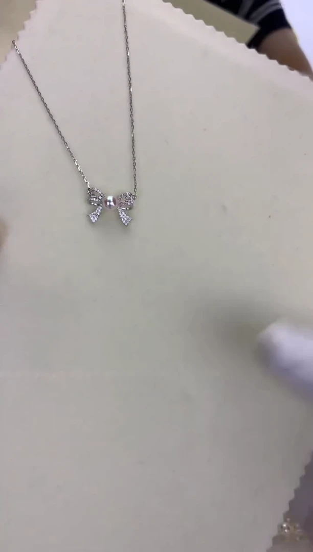 银S925镶嵌DA海水珍珠 GD159 蝴蝶结套链
