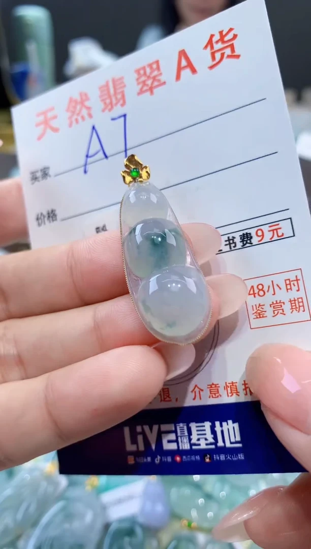 颈饰18K金镶嵌翡翠天然翡翠A货挂件