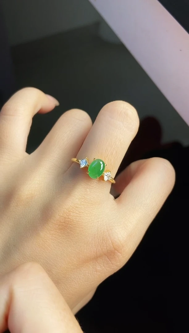 银S925镶嵌戒指翡翠12