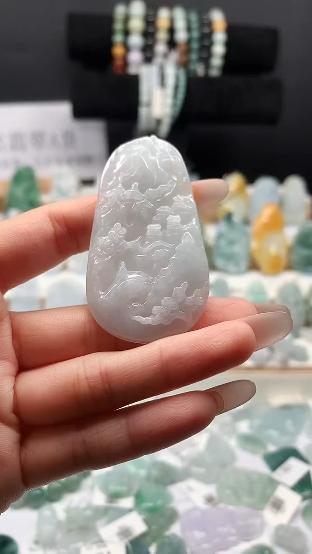 吊坠(不含链)未镶嵌翡翠69山水牌