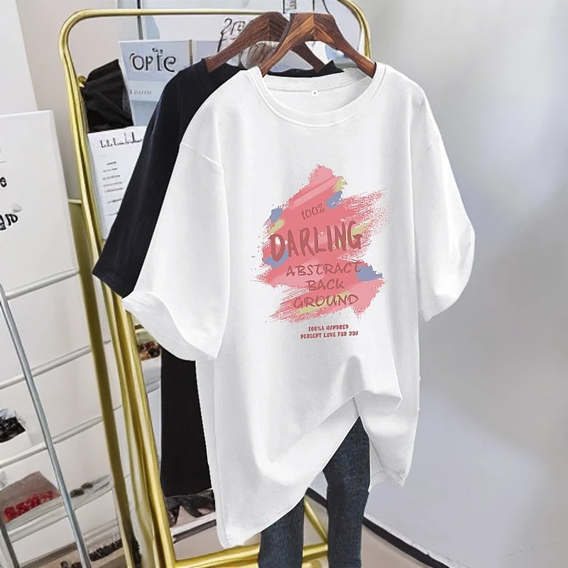 中长款大版遮屁股纯棉短袖t恤女2025夏季新款爆款韩版打底衫上衣
